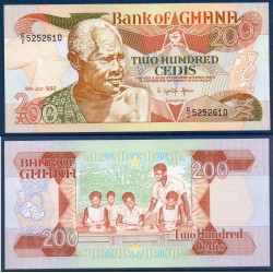 Ghana Pick N°27b, neuf Billet de banque de 200 Cedis 1989-1993