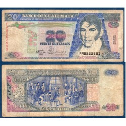 Guatemala Pick N°76b, Billet de banque de 20 Quetzales 1990