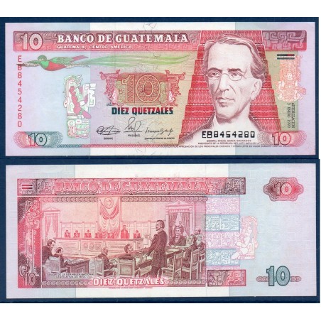 Guatemala Pick N°75b, Billet de banque de 10 Quetzales 1990