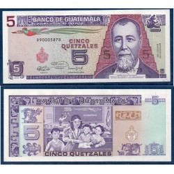 Guatemala Pick N°74b, Billet de banque de 5 Quetzales 1991