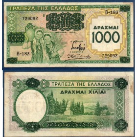 Grece Pick N°111a, Billet de banque de 1000 Drachmai 1939