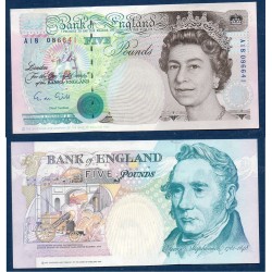 Grande Bretagne Pick N°382a, Neuf Billet de banque de 5 livres 1990