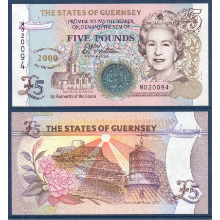 Guernesey Pick N°60, Billet de banque de 5 livres 2000