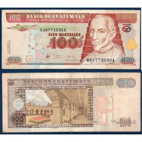Guatemala P.103, TTB Billet de 100 Quetzales 1998 Francisco Marroquin