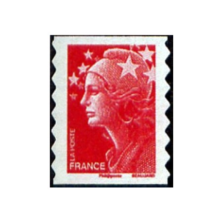 Timbre France Yvert No 4197 Marianne de Beaujard sans valeur rouge autoadhésif issu de carnet