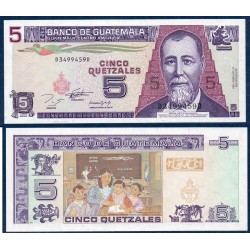 Guatemala Pick N°88a, Neuf Billet de banque de 5 Quetzales 1993