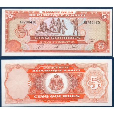 Haïti Pick N°261a, Billet de banque de 5 Gourdes 1992