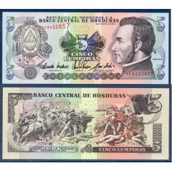 Honduras Pick N°63c, Billet de banque de 5 Lempiras 1993