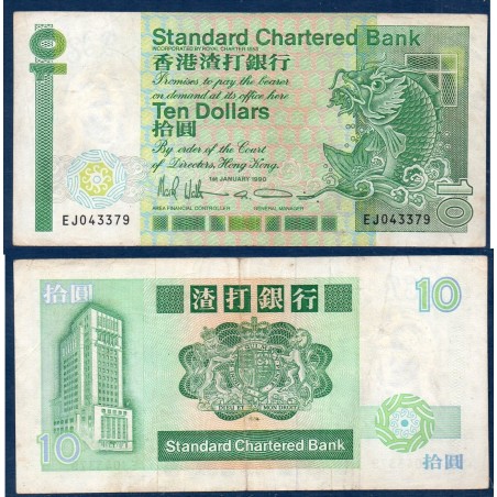 Hong Kong Pick N°278c, TTB Billet de banque de 10 dollars 1990