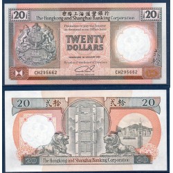 Hong Kong Pick N°197b neuf Billet de banque de 20 dollars 1991