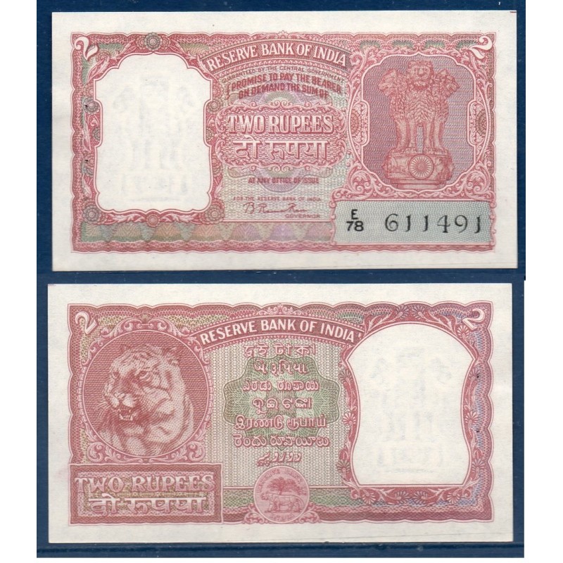 Inde Pick N°28, Billet de banque de 2 Ruppes 1949-1957