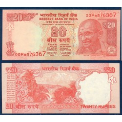 Inde Pick N°103x, Billet de banque de 20 Ruppes 2017 plaque L étoile
