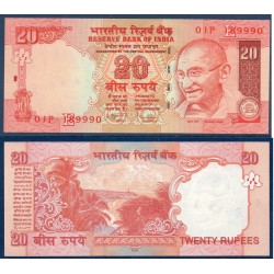 Inde Pick N°96h, Billet de banque de 20 Ruppes 2009 Plaque E