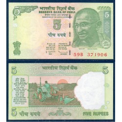 Inde Pick N°94Ab, Billet de banque de 5 Ruppes 2009 Plaque L