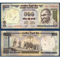 Inde Pick N°92a, Billet de banque de 500 Ruppes 1997-2000 Sans Plaque