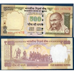 Inde Pick N°106v, neuf Billet de banque de 500 Ruppes 2016 sans plaque