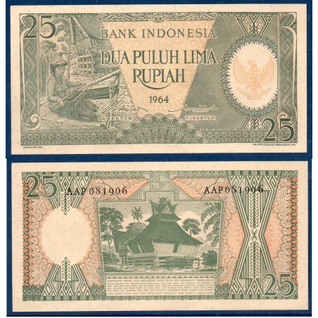 Indonésie Pick N°95a, Billet de banque de 25 Rupiah 1964