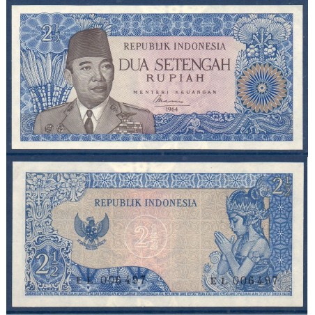 Indonésie Pick N°81b, Billet de banque de 2.5 Rupiah 1964