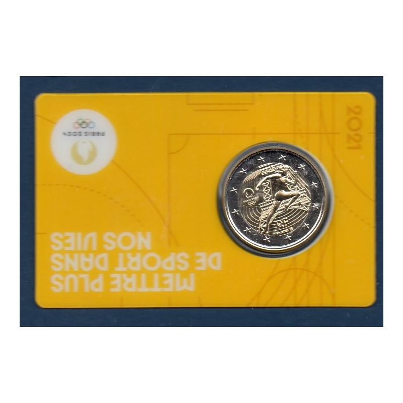 2 euro commémorative France 2021 Jo Paris 2024 jaune piece de monnaie €