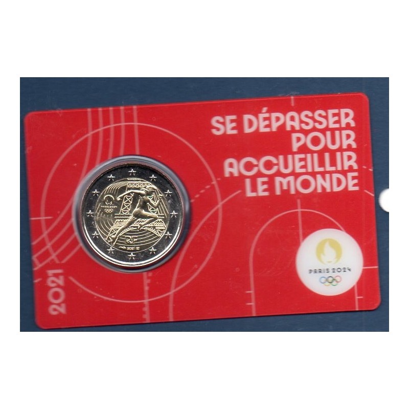 2 euro commémorative France 2021 Jo Paris 2024 rouge piece de monnaie €