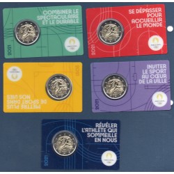 2 euro commémorative France 2021 Jo Paris 2024 5 blisters piece de monnaie €