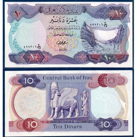 Irak Pick N°65 billet de banque de 10 Dinars 1973