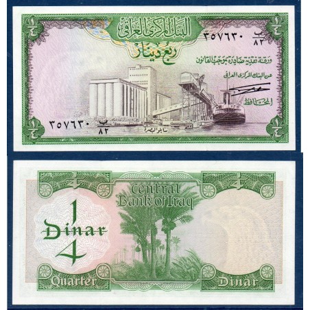 Irak Pick N°56 billet de banque de 1/4 Dinar 1969