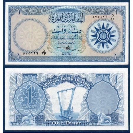 Irak Pick N°53a fente billet de banque de 1 Dinar 1959