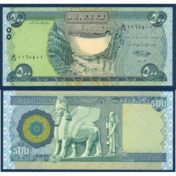 Irak Pick N°98Ab, Billet de banque de 500 Dinars 2018