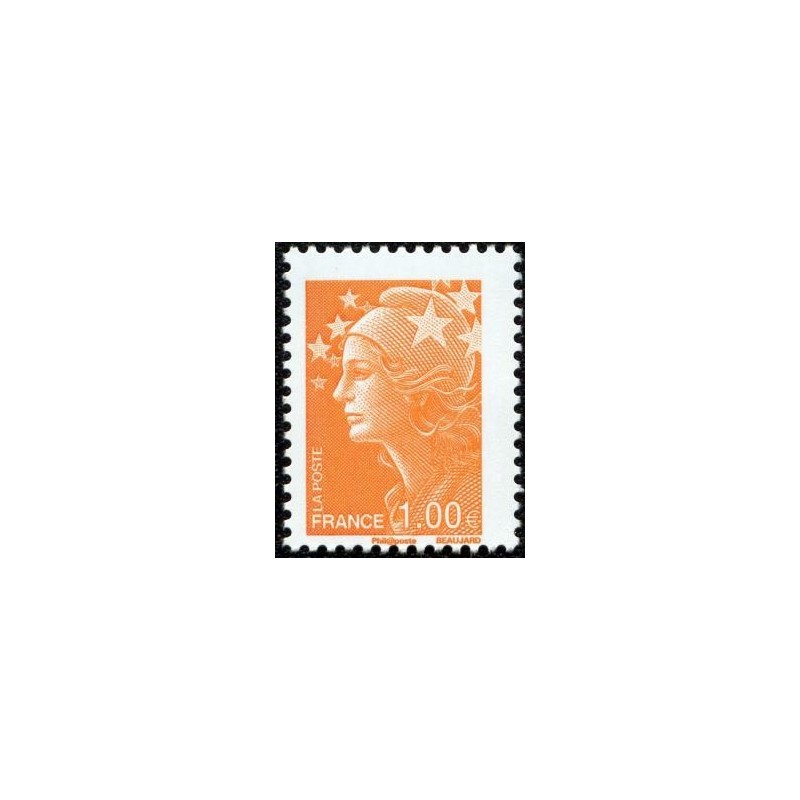 Timbre France Yvert No 4235 Marianne de Beaujard 1€ orange