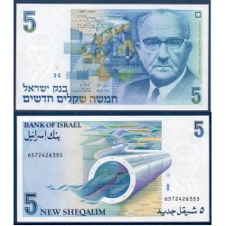 Israel Pick N°52b Neuf Billet de banque de 5 Sheqalim 1987