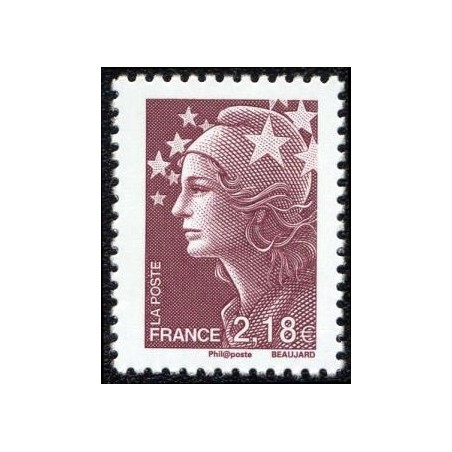 Timbre France Yvert No 4238 Marianne de Beaujard 2.18€ brun prune