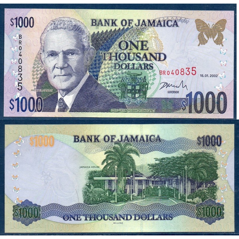 Jamaique Pick N°82a, Billet de banque de 1000 dollars 2002