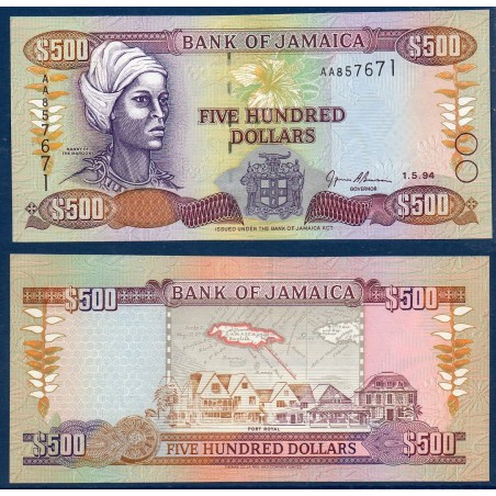 Jamaique Pick N°77a, Billet de banque de 500 dollars 1994