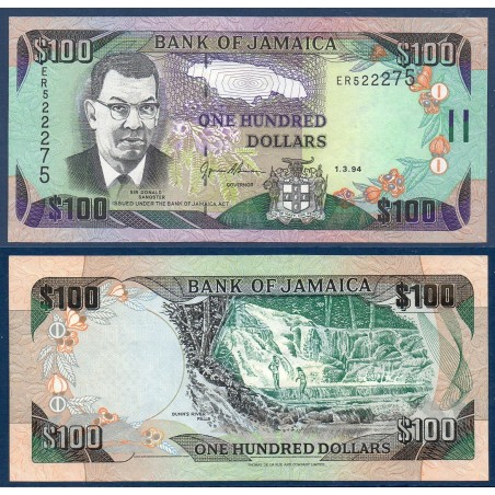 Jamaique Pick N°76a, Billet de banque de 100 dollars 1994