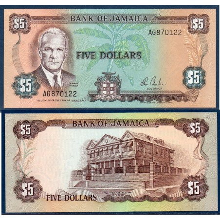 Jamaique Pick N°66, Billet de banque de 5 dollars 1984