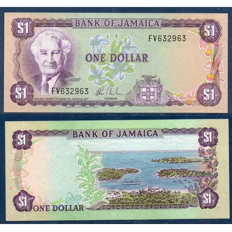 Jamaique Pick N°64b, Billet de banque de 1 dollar 1982-1986