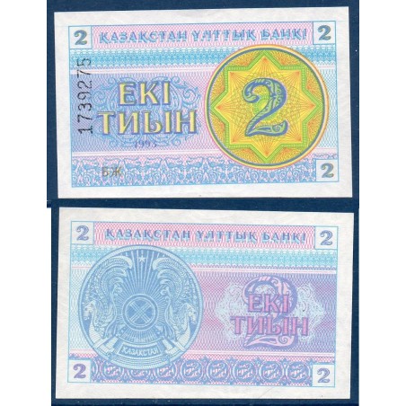 Kazakhstan P.2d, neuf Billet de 2 Tyin 1993 bleu flocon