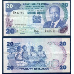 Kenya Pick N°21e, TTB Billet de banque de 20 Shillings 1986