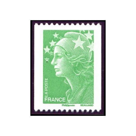 Timbre France Yvert No 4239 Marianne de Beaujard TVP vert, issu de roulette