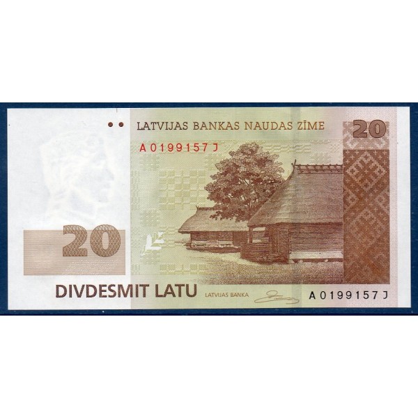 Lettonie Pick N°55b, Neuf Billet de banque de 20 Lati 2009