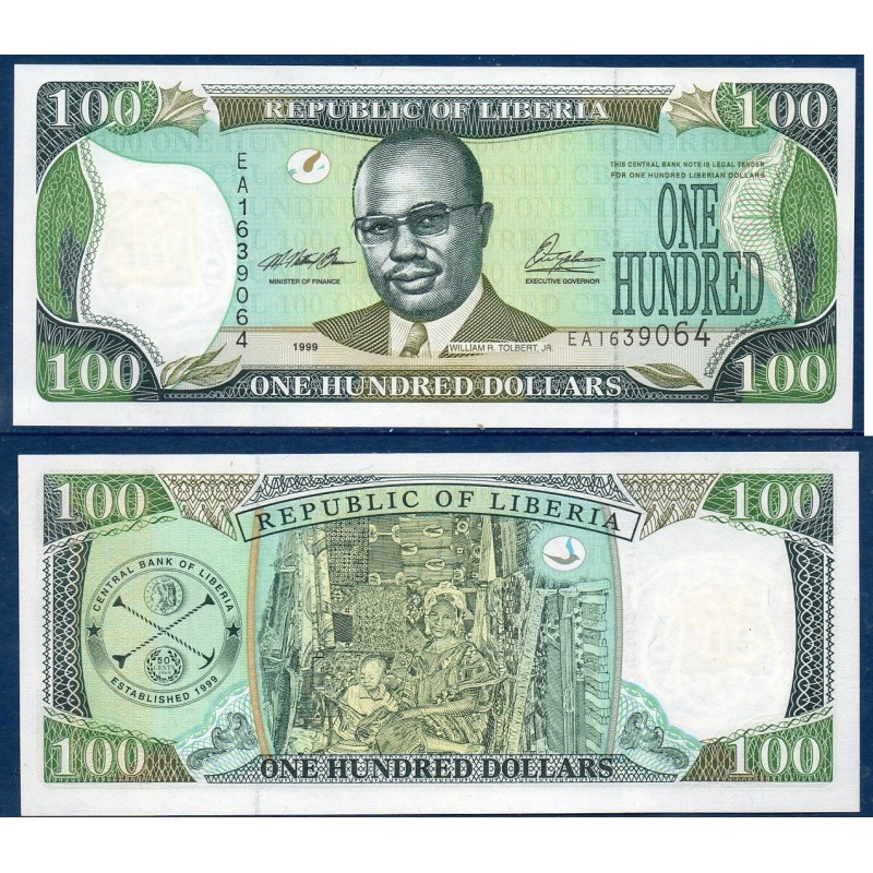 Liberia Pick N°25, Billet de banque de 100 Dollars 1999