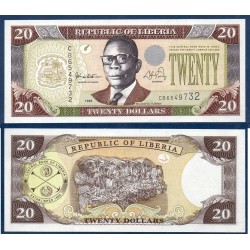 Liberia Pick N°23a, Billet de banque de 20 Dollars 1999