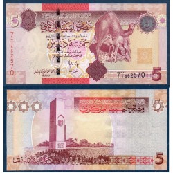 Libye Pick N°72, neuf Billet de banque de 5 dinars 2009