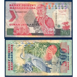 Madagascar Pick N°72Aa, Billet de banque de 2500 Francs - 500 ariary 1993