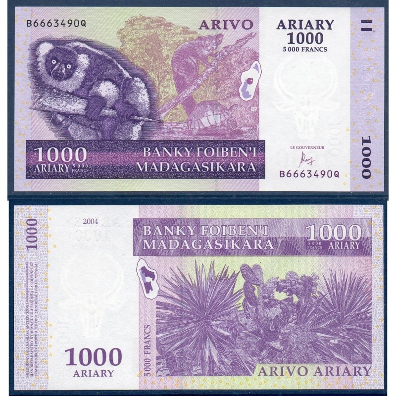 Madagascar Pick N°89c, Billet de banque de 1000 Ariary : 5000 Francs 2004