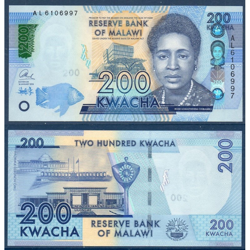 Malawi Pick N°60c, Billet de banque de 200 kwatcha 2016