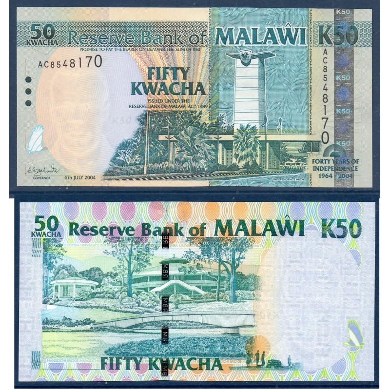 Malawi Pick N°49, Billet de banque de 50 kwatcha 2004