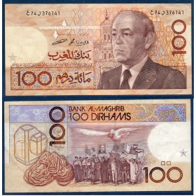 Maroc P.65c, TTB, Billet de 100 Dirhams 1987 Rose du désert