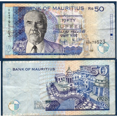 Maurice P.50d, TB, Billet de 50 Rupees 2006 Paturau